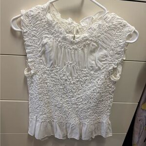 Anthropologie White Textured Blouse